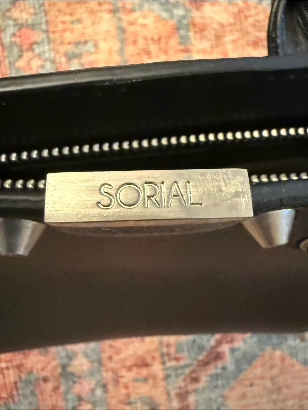 Black Studded Leather Satchel with Silver Accents - Picture 4 of 5